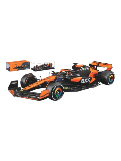 Bburago Formula 1 (F1) Mclaren MCL38 Miami Grand Prix 2024 #81 Oscar Piastri 1:24 Scale (With Acrylic Case)