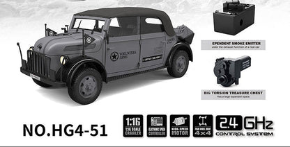 STEYR 1500A Germany WWII Military Vehicle Die-Cast Model Car – 1:18 Scale Remote Control 4×4 High Speed Motor Metal Series