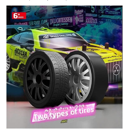 Drift Sports Car RC| 4WD High-Speed Drifting Car with LED Lights, 2.4GHz Remote Control & Interchangeable Drift Wheels Professional Chassis Steering/ Throttle ESP System 1:16 Scale a top speed of around 25 to 30 KM/H