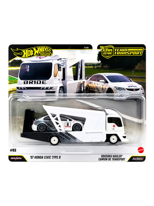 HotWheels  Car Culture '07 Honda Civic Type R, Kousoku Hauler Camino De Transport #93 team transport 1:64 Scale