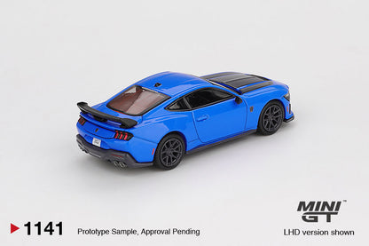Mini GT (No-1141) Ford Mustang Dark Horse 2024 Grabber Blue 1:64 Scale Diecast Model Box / Blister