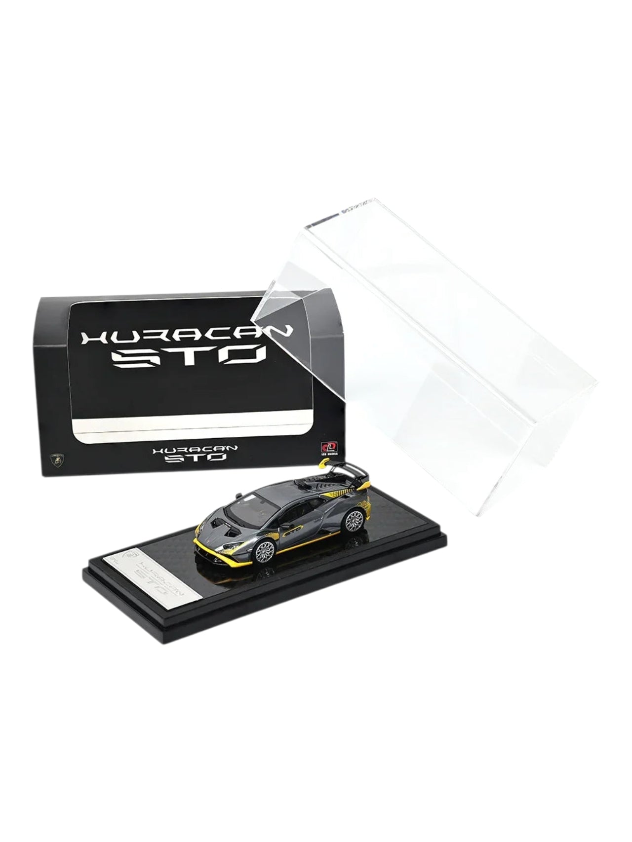 LCD Models Lamborghini Huracán STO Die-Cast Model Car | Silver with Yellow Accents Imported 1:64 Scale  Premium