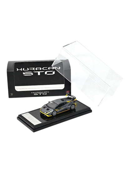 LCD Models Lamborghini Huracán STO Die-Cast Model Car | Silver with Yellow Accents Imported 1:64 Scale  Premium