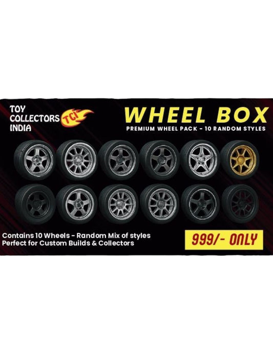 TCI Wheels Box Premium Wheels Pack 10 Random Sets Hotwheels rubber wheels (Random assortment) 1 set fits 1 car