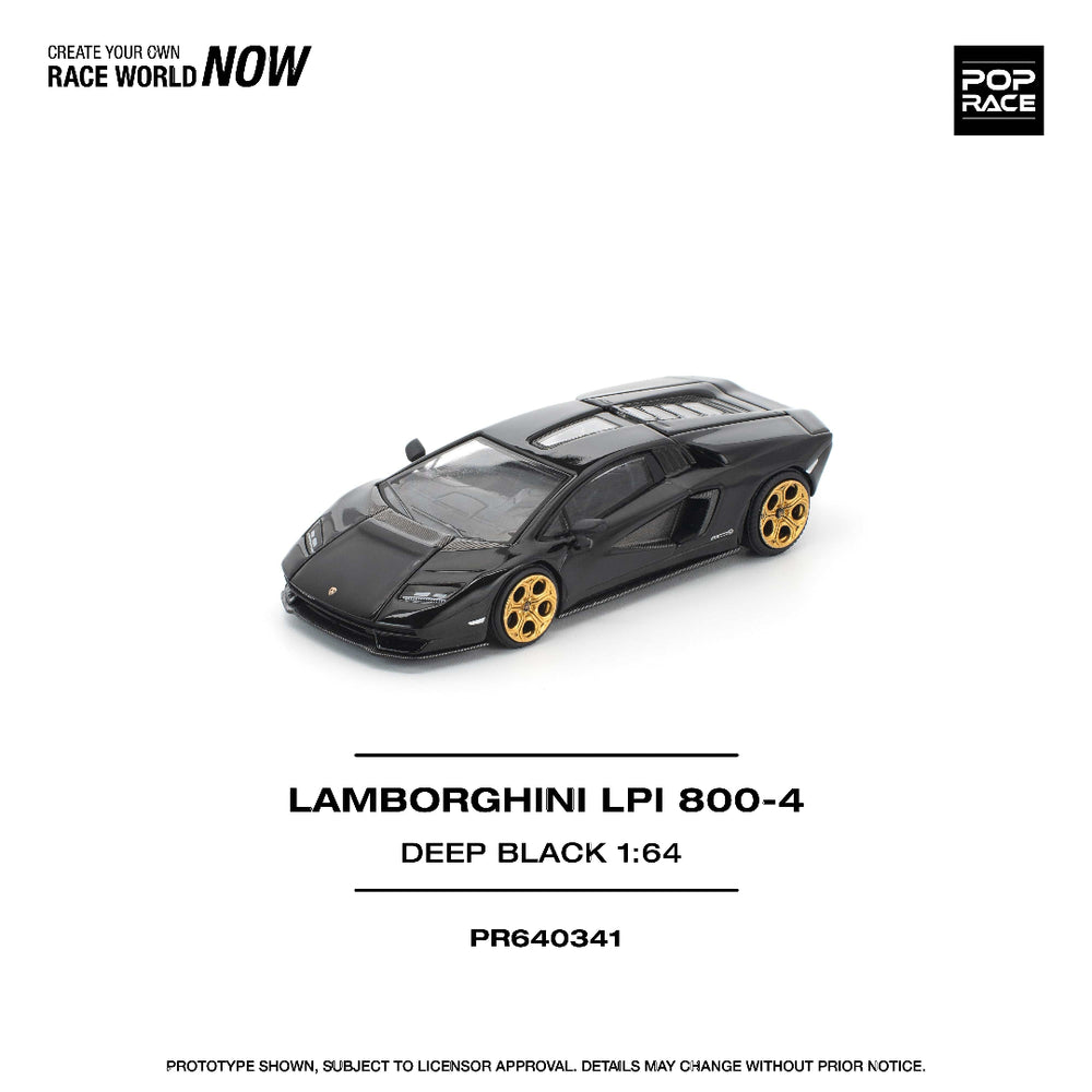 (PR640341 ) POP RACE Lamborghini Countach LPI 800-4 Deep Black 1:64 Scale Diecast Model Car
