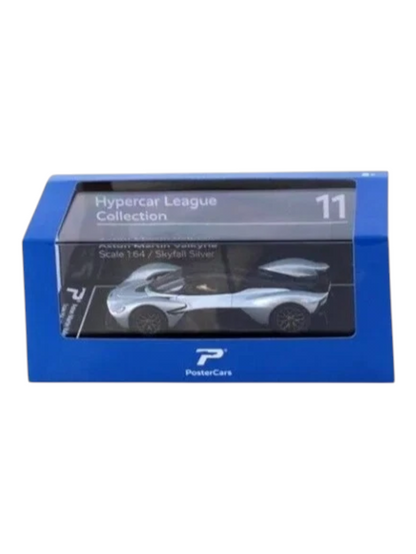 Postercars Hypercar League Collection Aston Martin Valkyrie 1:64 Scale / Skyfall Silver ( No 11 )