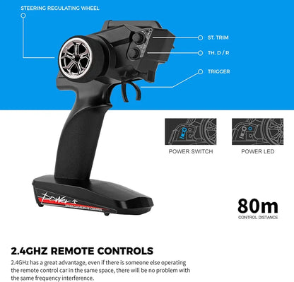 WL TOYS 204006 RC Car, 2.4GHz 1:20 Scale Remote Control Car, 4WD 50KM/H High Speed RC Cars, All Terrain Off-Road RC Truck with LED Light and Rechargeable Battery for Adults
