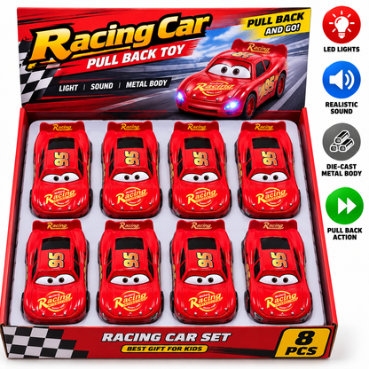 Disney Pixar McQueen 1:43 Scale Die-Cast Metal Racing Car Toy with LED Lights & Sound, Pull Back Car (Unlicensed Product)