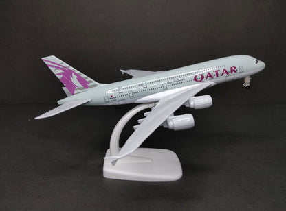 Aircraft 'Qatar Airways Airways  A380-800 A7-ABP 20cm' Scale Airplane Diecast Metal With Display Stand And Landing Wheels ( No.308)
