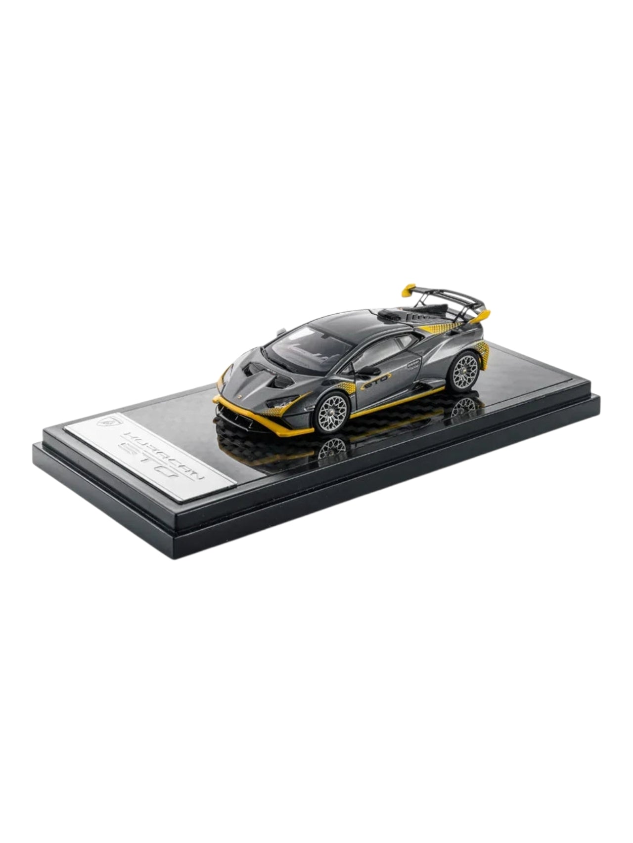 LCD Models Lamborghini Huracán STO Die-Cast Model Car | Silver with Yellow Accents Imported 1:64 Scale  Premium
