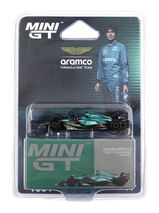 Mini GT Aston Martin amr24#18 2024 bahrain gp lance stroll code-1001 1:64 Scale