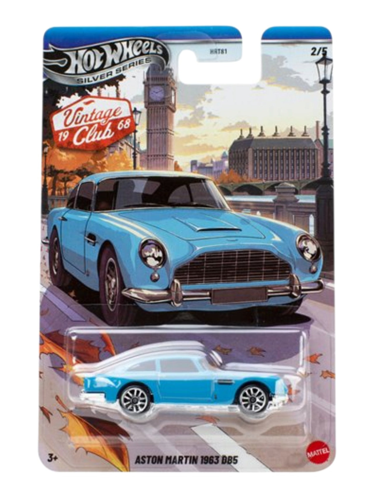 HotWheels Silver Series Vintage Club"Aston Martin 1963 DB5 Imported Card Art Mainline 1:64 Scale