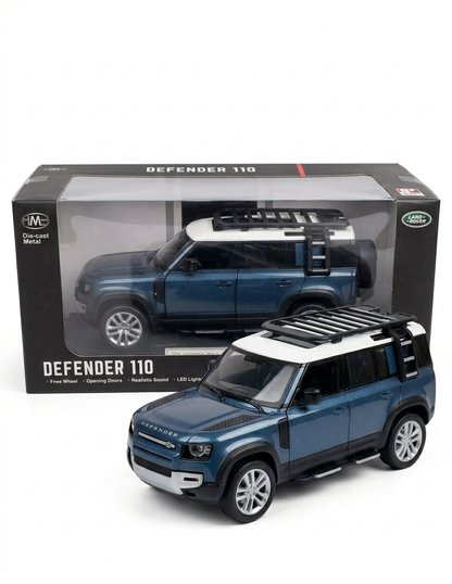 Land Rover Defender 110 Diecast Model 1:18 Scale Alloy Car Model Free Wheels, Opening Parts, Realistic Sound , LED Lights Display Diecast matel