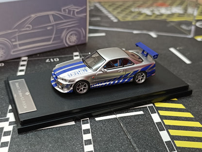 Nissan Skyline GT-R R34 C-West Imported 1:64 Scale
