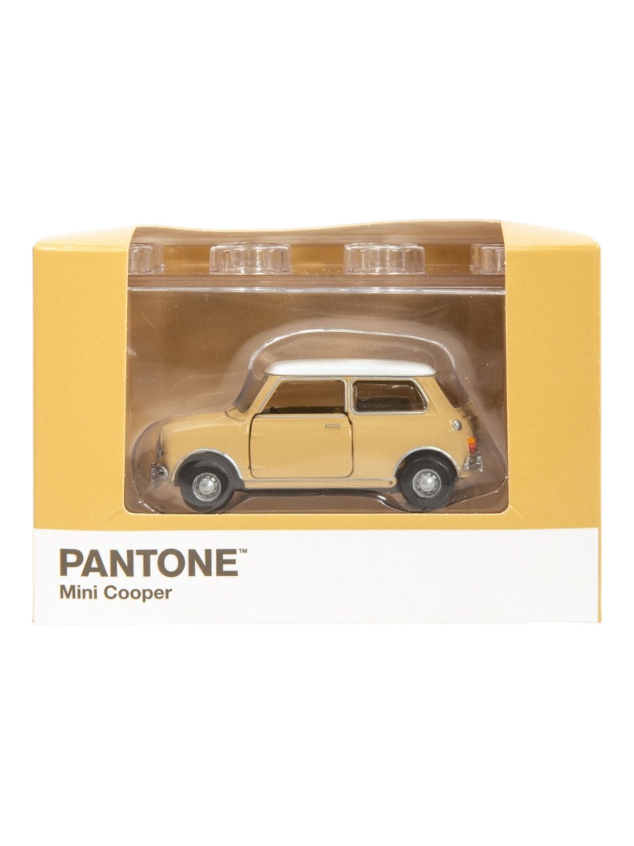 TINY PANTONE Mini Cooper Diecast Model Car – Classic Cream Beige Mini | Vintage Collectible Toy with Display Box 1:50 Scale