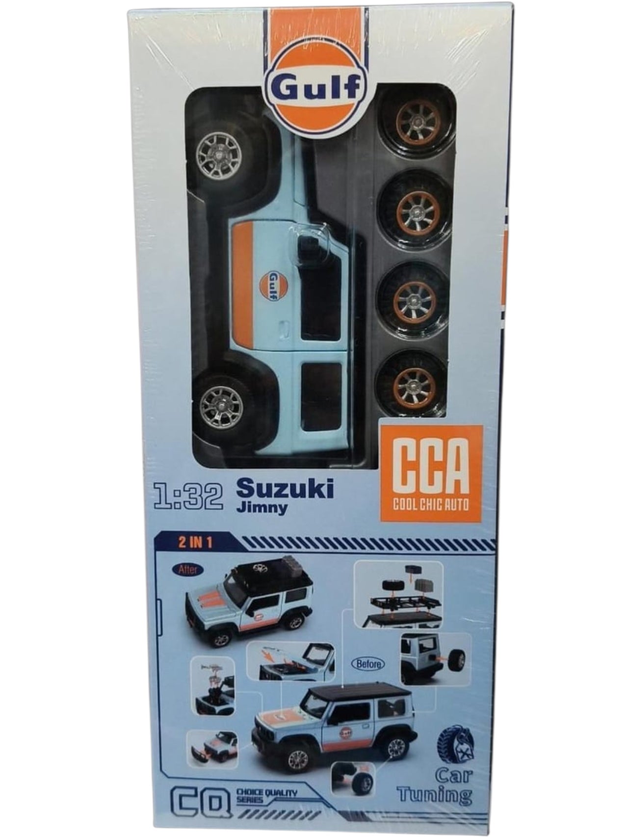 CCA Gulf Suzuki Jimny 2 In 1 Diecast Model Imported 1:32 Scale Car Tuning