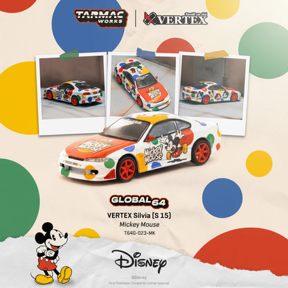Tarmac Works VERTEX Silvia (S14) Disney Minnie Mouse / Mickey Mouse 1:64 Scale Diecast Model