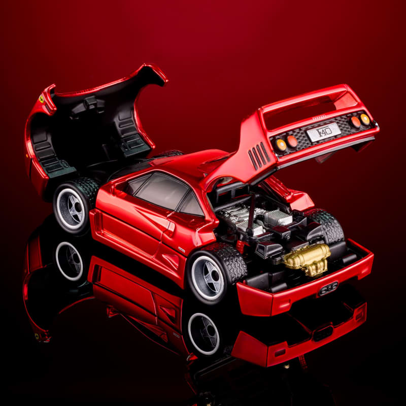 HotWheels RLC Ferrari F40 Sports Car With Diteling Diecast Model 1:64 Scale Color -Red Line Club Opening Rear Clamshell With Engine Detail And Front Bonnet Premium Car