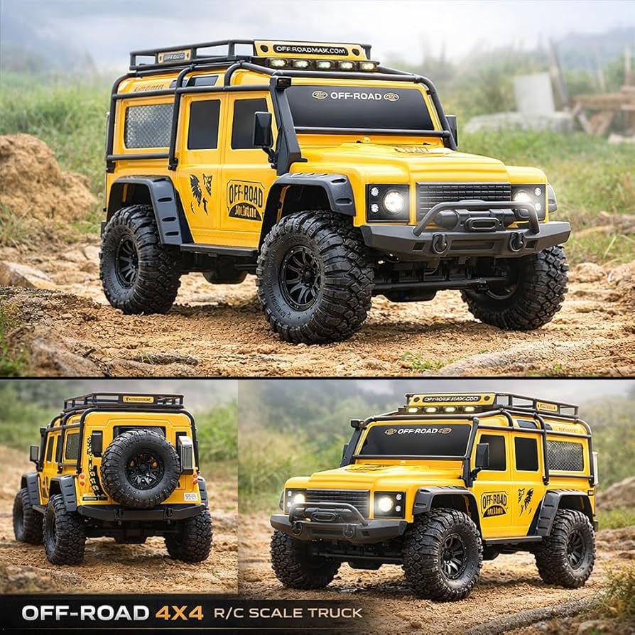 RC Cars Racing Rally RTR Remote Control Car 4WD 2.4GHz Brushed Offroad Racing Hobby Grade Model Vehicle with LED Lights 2Pcs Battery Climbing Beast 1:10 Scale