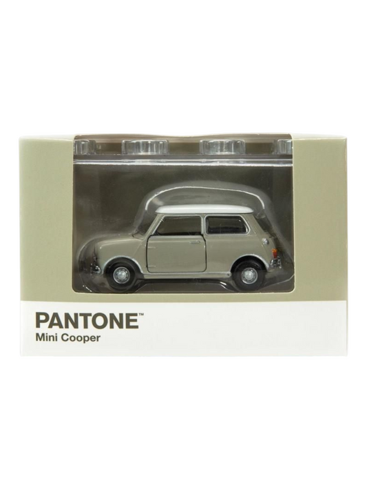 TINY PANTONE Mini Cooper Diecast Model Car – Classic Olive Green Mini | Vintage Collectible Toy with Display Box 1:50 Scale