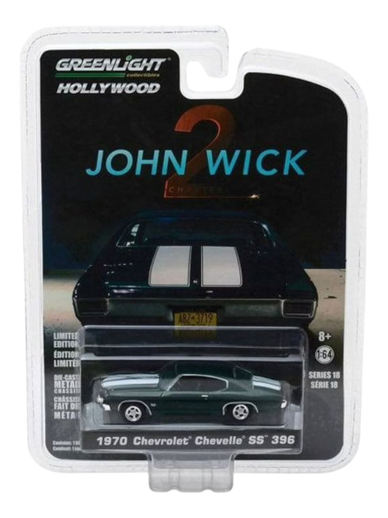 Greenlight Collectibles Hollywood Johnwick Chapter 2 1970 Chevrolet Chevelle SS 396 Imported Premium 1:64 Scale