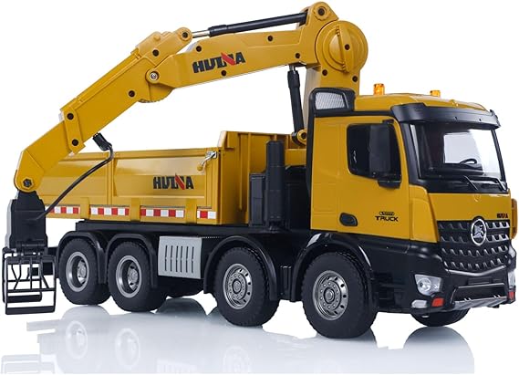 Huina Toys 1538 RC Remote Control Timber Grapple Dump Truck 26 Function 2.4Ghz Alloy Crane Grapple, Hook & Dump Bed Rechargeable battery USB Cable 1:14 Scale