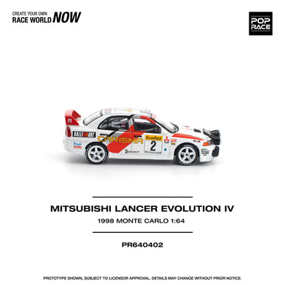 ( PR640402 ) POPRACE Mitsubishi Lancer Evolution IV - 1998 Monte Carlo Rally 1:64 Scale Diecast Model