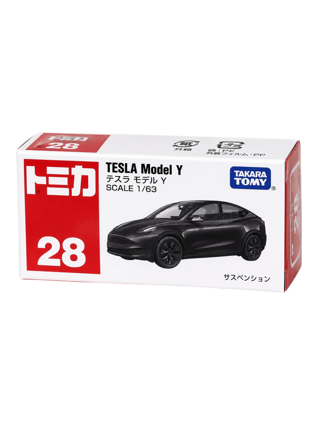 Takara Tomy Tomica No. 28 Tesla Model Y Diecast Car 1:63 Scale | Original Mini Collectible Toy Car