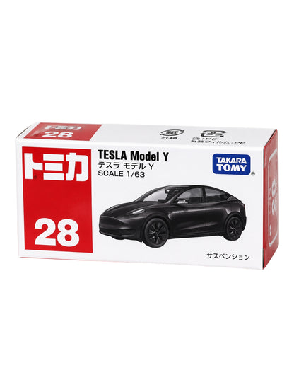 Takara Tomy Tomica No. 28 Tesla Model Y Diecast Car 1:63 Scale | Original Mini Collectible Toy Car