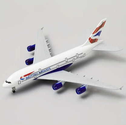 Aircraft 'British Airways A380 Airplane G-XLEC Display Stand With Landing Wheels Diecast Model 20cm Scale Airplane ( No.306)