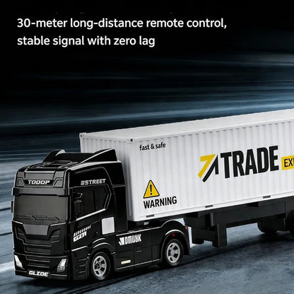 Turbo Speed Trailer Specifications Colours And Contents May Vary From illustrations 2.4 GHz Full-Scale Remote Control: Equipped with a 2.4 GHz wireless remote control system, it provides a stable, lag-free control range of up to 30 meters 1:64 Scale