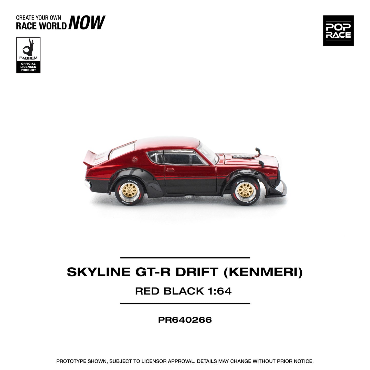 ( PR640266 )POP Race KPGC110 KENMERI REDBLACK Diecast Model 1:64 Scale