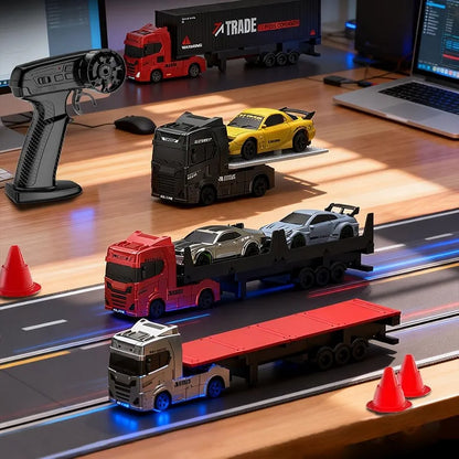Turbo Speed Trailer Specifications Colours And Contents May Vary From illustrations 2.4 GHz Full-Scale Remote Control: Equipped with a 2.4 GHz wireless remote control system, it provides a stable, lag-free control range of up to 30 meters 1:64 Scale
