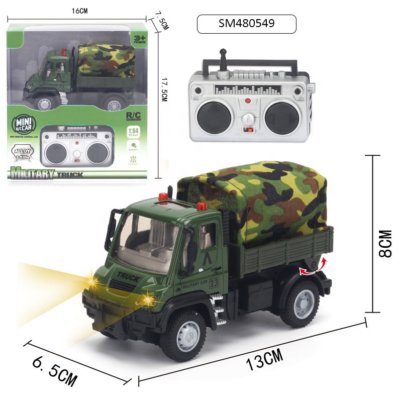 YP TOYS Military Truck 1:64 Scale Mini RC – Remote Control Off-Road Army Truck with Light & 4-Channel Function