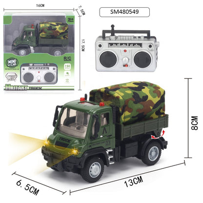 YP TOYS Military Truck 1:64 Scale Mini RC – Remote Control Off-Road Army Truck with Light & 4-Channel Function