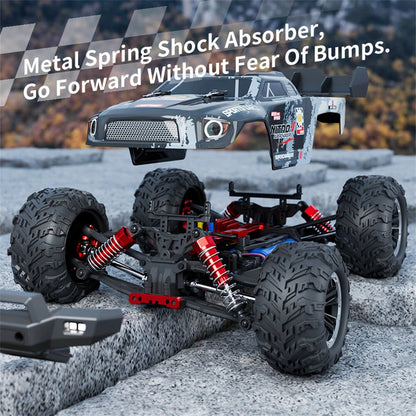 Wild Storm High-Speed RC Monster Truck 2.4GHz Wireless Remote Control Large Off-Road Tires Independent Suspension System Front LED Light Rechargeable battery 1:16 Scale 20 km/h Speed.