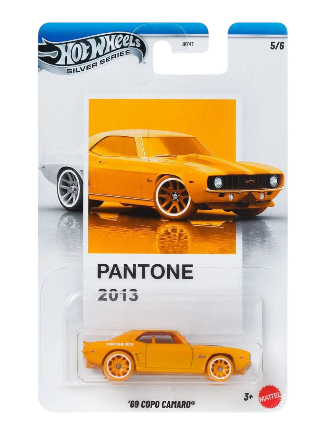HotWheels Silver Series Pantone Sunset Race 69 Copo Camaro Imported Mainline Card Art 1:64 Scale
