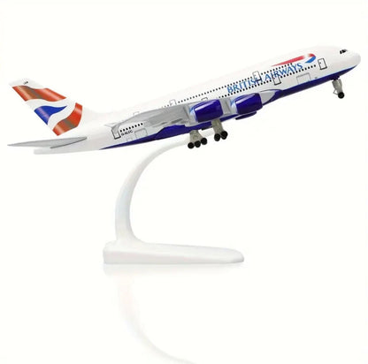 Aircraft 'British Airways A380 Airplane G-XLEC Display Stand With Landing Wheels Diecast Model 20cm Scale Airplane ( No.306)