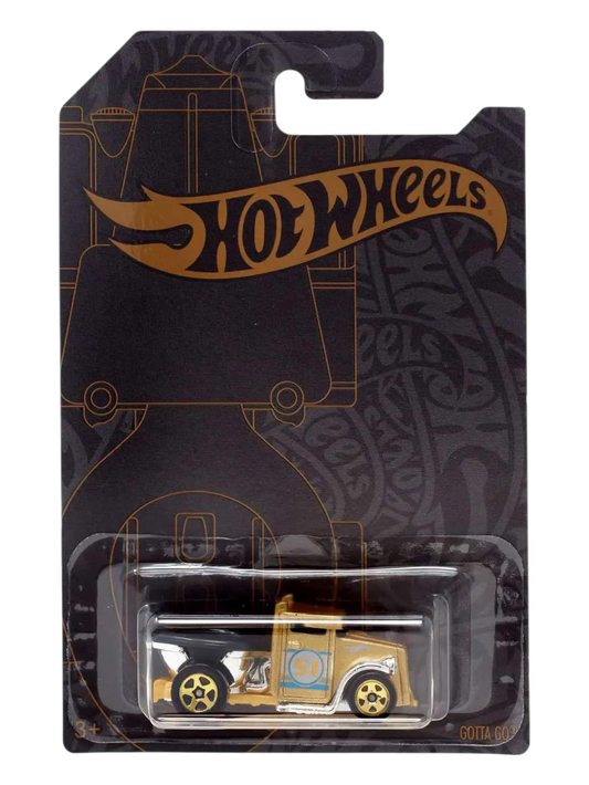 HotWheels 2019 Satin and Chrome 51st Anniversary Gotta Go Imported Mainline Card Art 1:64 Scale (Chase Piece)