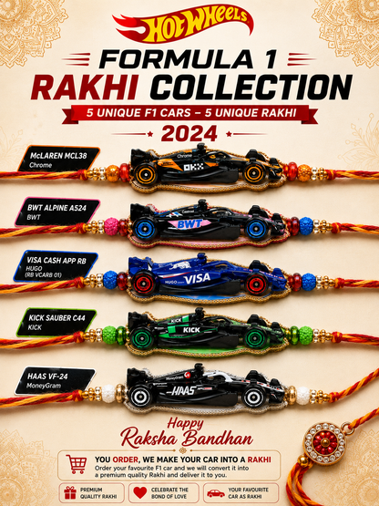 Hotwheels Formula 1 Rakhi – 2024 & 2025 Collection | 5 Cars / 10 Cars Pack | Select Your Variant
