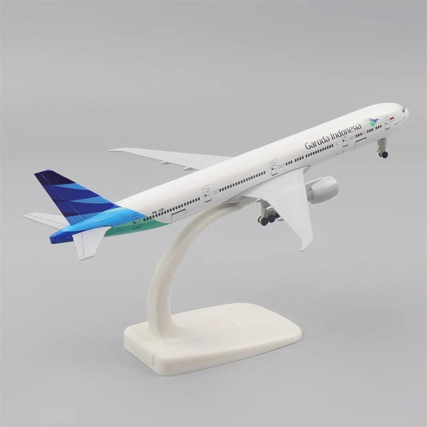 Aircraft 'Garuda Indonesia Boeing 777-300ER Airplane Diecast Metal With Display Stand And Landing Wheels 20cm Scale (No.323)