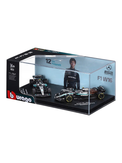 Bburago (18-58020A) Kimi Antonelli British GP 2025 Mercedes - Amg F1 W16 E Performance No.12 Diecast Model 1:64 Scale