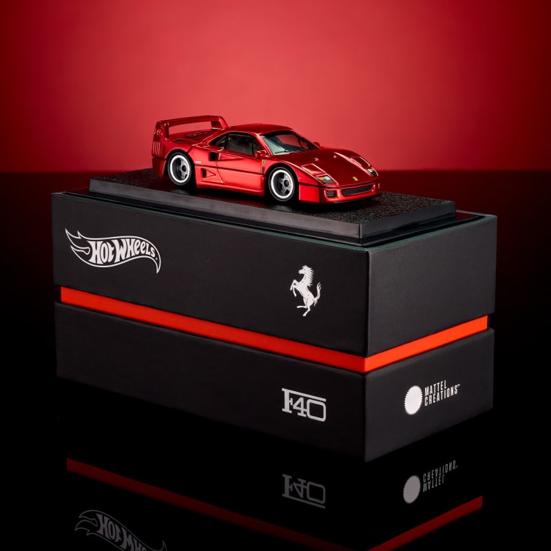 HotWheels RLC Ferrari F40 Sports Car With Diteling Diecast Model 1:64 Scale Color -Red Line Club Opening Rear Clamshell With Engine Detail And Front Bonnet Premium Car