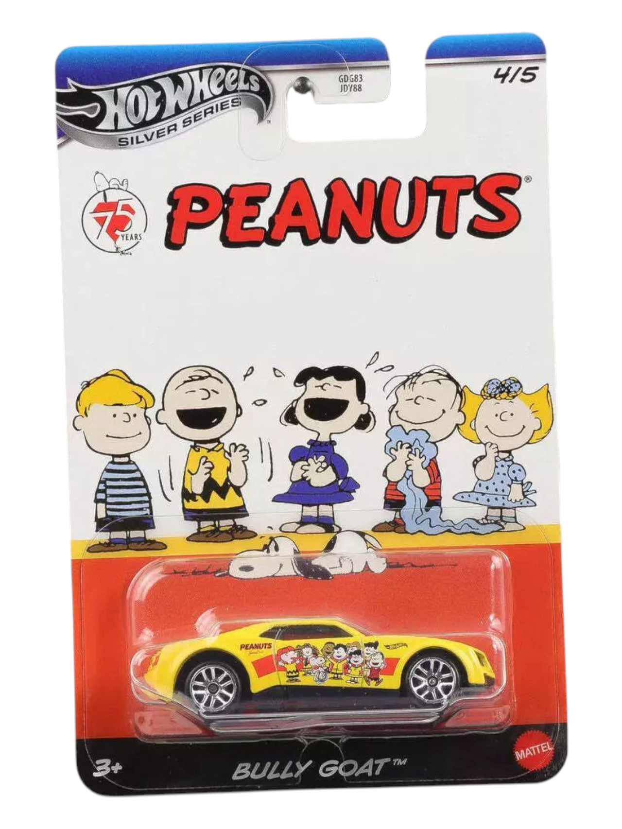 HotWheels Silver Series Peanuts 75 Years Bully Goat Imported Mainline Card Art 1:64 Scale