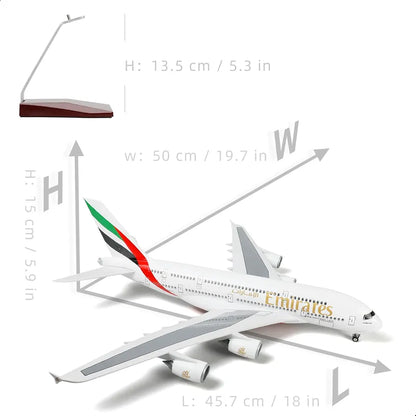 Aircraft Airbus A380 Emirates 18 Inch Diecast modal With Display Stand Sky Jumbo Airplane 1:160 Scale