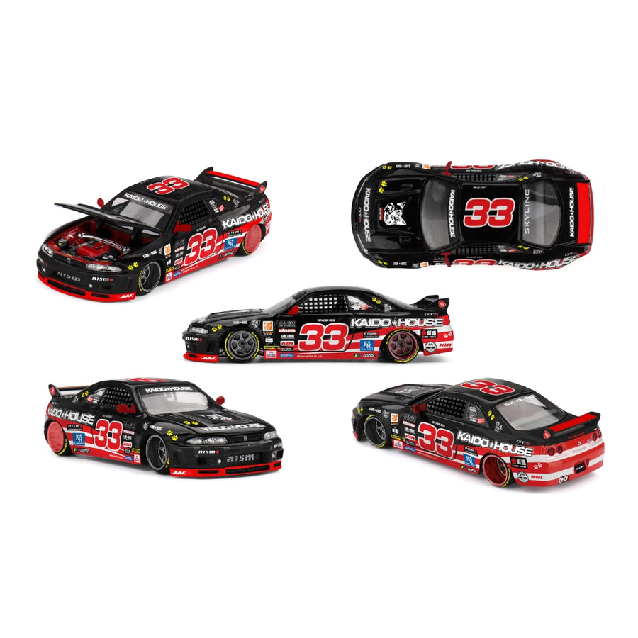 Mini GT Kaido House No.276: Nissan Skyline GTR R33 Black Kaido Cat 1:64 Scale Diecast Model