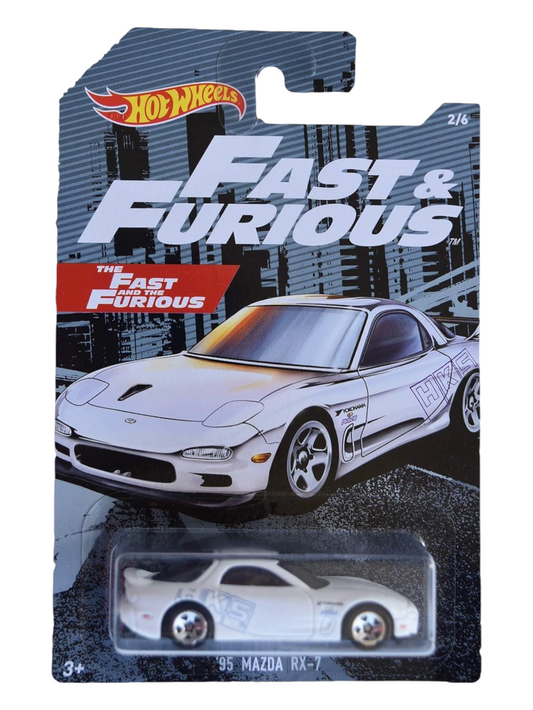 HotWheels The Fast and The Furious 95 Mazda RX-7 Imported Mainline Card Art 1:64 Scale