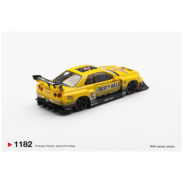 Mini GT #1182: Nissan LB-ER34 Super Silhouette SKYLINE Sport Yellow 1:64 Scale