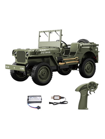 Remote Control Truck, RC Willys Military Jeep Car 1/12 Scale with Rechargeable Battery 2.4Ghz 4x4 Off-Road Remote-Control Crawler Vehicle