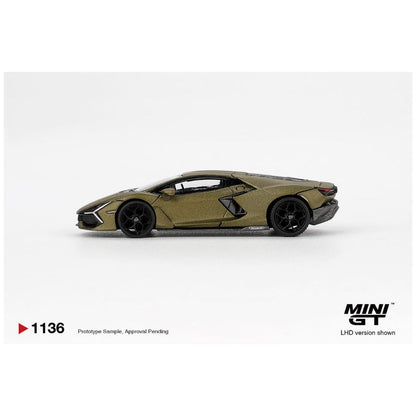Mini GT #1136: Lamborghini Revuelto Verde Gea Matte 1:64 Scale Box And Blister